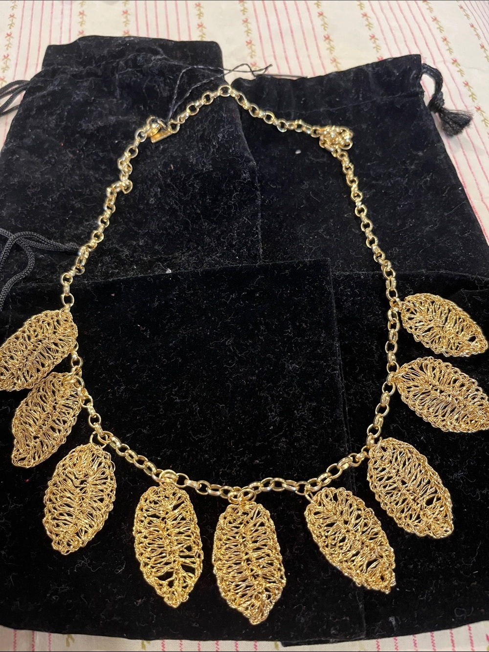 Lavish Gold Leaf Cluster Necklace